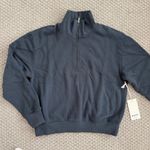 Mate the Label  Womens Organic Cotton Quarter Zip Sweatshirt XS Midnight NWT New Photo 4