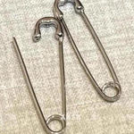 Unique Elegant Punk Gothic Style Safety Pin Design Hoop Earrings, Boho Style Silver Photo 0