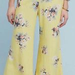 Anthropologie  Feather Bone Talese wide leg yellow floral pants Size 4 Photo 0