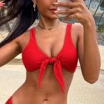 Zaful  Red Bikini Top Small Size 4 Front Ties EUC Photo 1