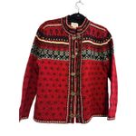 Cambridge Dry Goods Womens Red & Black Wool Cardigan Sweater With Metal Clasps S Photo 1
