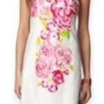 Lilly Pulitzer | Size 0 | Bowen White Pink Floral Trellis Print Strapless Dress Photo 1