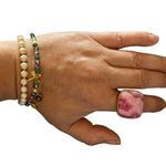 Pink Rhodochrosite Stone / Gem Gold plated Statement Ring boho chic Jewelry Photo 11