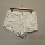 Free People We The Free Loving Good Vibrations Distressed Denim Shorts White Photo 2