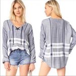 Rails Anthropologie  Lily Yarn Dyed Lace Up Embroidered V-neck Plaid Tunic Top XS Photo 1