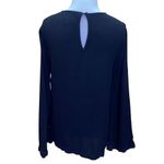 Cloth & Stone  Anthropologie Black Bell Sleeves Long Sleeve Viscose Blouse XS Photo 4