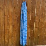 Vineyard Vines  Sand Dollar Scarf Print Maxi Dress White Blue Womens 12 Side Slit Photo 2