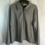 Sostanza Houndstooth Long Sleeve Full Zip Cotton Jacket Plus Size 18W Black Photo 7