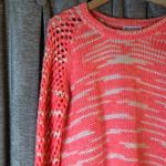 525 America  Pink Pink Open Knit Sleeve Wool Blend Crewneck Sweater Size Small Photo 5