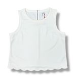Elle  Scallop Hem Pique Knit Sleeveless Tank Top Shirt Ivory White‎ Large Photo 12