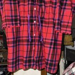 Victoria's Secret π Women's L Red Plaid Flannel Tie Waist Nightgown Shirt Top Photo 1