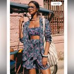 Free People  Poolside Navy Blue & Pink Floral 3 Piece Set Sz L‎ Photo 2