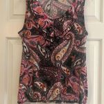 Susan Lawrence  Women’s Print Tank Top With Ruffle Front Size L Photo 0