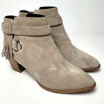 Rebecca Minkoff GRAY SUEDE LEATHER FRINGE ANKLE BOOTIES 8M Photo 0