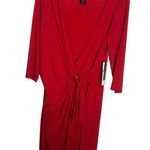 Nina Leonard Red NWT Lemmi for  Poly/Spandex Size Lrg Wrap Dress Gold Bel… Photo 9
