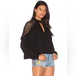 Free People Little Bit Of Love Crochet Lace Ruffle Keyhole Blouse Black Size XS Photo 5