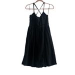 Y2K Vintage Embroidered Black Dress Cotton Racerback Ribbon Waist Babydoll Photo 3