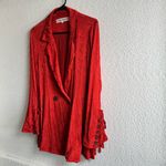 Free People  Vintage Women’s Red Stella Jacquard Blazer‎ Size Small Photo 12