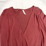 Free People Intimately Burgundy V-Neck Long Sleeve Bodysuit size XS Photo 3
