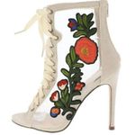Chase and Chloe NUDE SUEDE FLOWER PATCH MESH STILETTO Photo 0