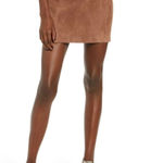 BLANK NYC Mini Skirt Womens 26 Brown Leather Zip Pocket Boho Chic Festival Photo 0