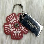 Coach  Silver Tea Rose Flower Floral Bag Charm Hang Tag Photo 0