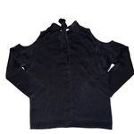 Wilfred Aritzia Small Black Blouse w/ Shoulder Cut-Outs & Bow Tie Collar Photo 2