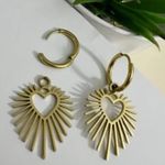 Free People Bohemian Gold Heartburst dangle Earrings Photo 3