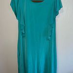 Entro Teal Mini Dress with Flutter Sleeve Accent and Pockets Size Large Photo 0