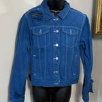 Vervet Medium Distressed Blue Jean Jacket Classic Crop Fit Photo 0