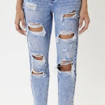 KanCan High Rise Destructed Skinny Jeans‎ Size 24 Stretch Acid Wash Denim Blue Photo 0