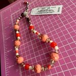 Lucky Brand Coral Red orange crystal Beads anklets 10” Photo 2