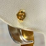 14K Two Tone Gold Hoop Earrings Clip On Shiny Polished Modern X Shape Photo 4