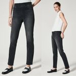 Spanx • Ankle Straight Leg Jeans in Vintage Black pull on washed faded slim cut Photo 2