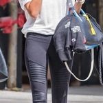 Alo Yoga Rich Navy Blue Ribbed High Waisted Moto Atheltic Workout Leggings Photo 1