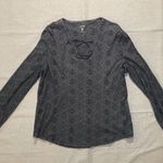 Ruff Hewn Lace-Up Long Sleeve Patterned Top Black & White - PXL Photo 0