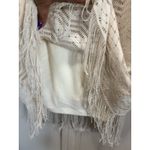 Tiana B. Cream/Silver Thread Crocheted Sleeveless Fringe Lined Slip‎ Dress 16W Silver Size 16 Photo 3
