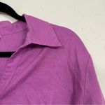 JM Collection  Purple Linen Shirt Womens 14 Button Down 3/4 Sleeve Beachy Casual Photo 4