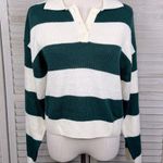 H&M (Divided) Cropped Rugby Stripe Sweater Green/White-Small Photo 0