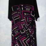 R & K Black & Purple Geometric Print Short Sleeve Stretch Knit Faux Wrap Dress 1X Photo 9