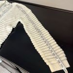 Pink Rose open front Cardigan, ivory, popcorn knit, criss cross back detail, S Photo 9