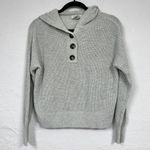 Rachel Zoe  Grey Knit Pullover Hoodie Sweater Womens XS Henley Preppy Cozy Casual Photo 0