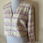 Cupcakes and Cashmere purple ivory striped cropped jacket NEW S White Photo 1