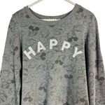Disney  | Happy Mickey Gray Black Crewneck Sweater No Size Photo 1