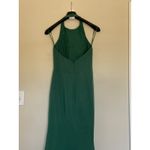 Amsale Solid Green Halter Button Neck Floor Length Gown Formal Dress Prom Hoco 4 Photo 6