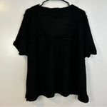 POL Oversized Waffle Weave Black Short Sleeve V-Neck Top Size Small Photo 11