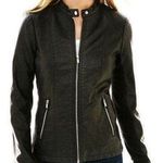 a.n.a faux leather fitted black moto jacket biker zip up size Large lined sexy Photo 0