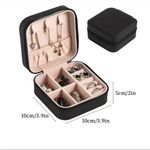 Mini Jewelry Box Portable Travel Jewelry Storage Box, PU Leather Small Organizer Black Photo 11