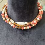 Womens Multi Tibetan Carnelian Agate & Dzi Beads Choker Necklace Button Closure Pink Photo 0