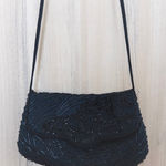 La Regale VTG  Black Beaded Clutch Shoulder Bag Art Deco Retro Cocktail Photo 0